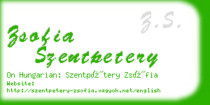 zsofia szentpetery business card